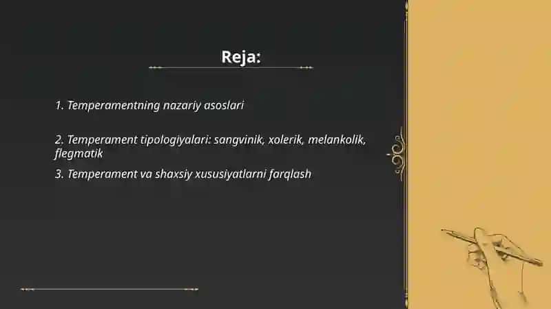 Individual psixologik xususiyatlar. Temperament" 2