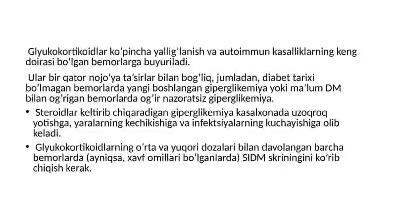 Steroidlar keltirib chiqaradigan diabet 2