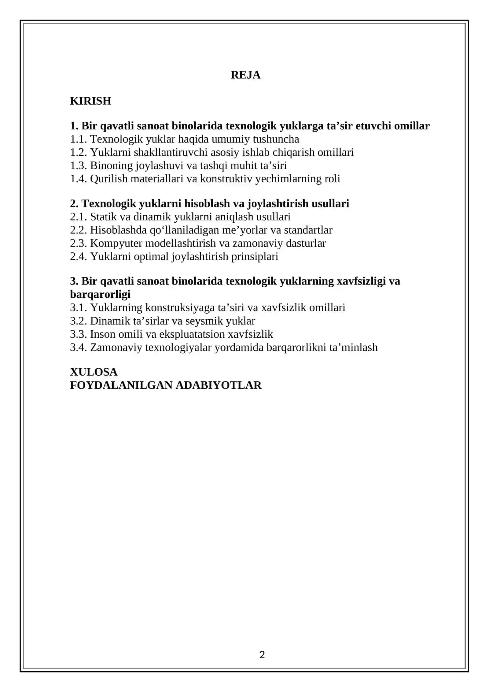 Bir qavatli sanoat binolarida texnologik yuklar 2