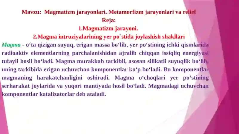 Magmatizm va Metamorfizm 2