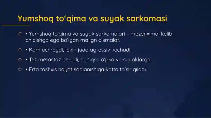 yumshoq toʻqimalar va suyak sarkomasi 2