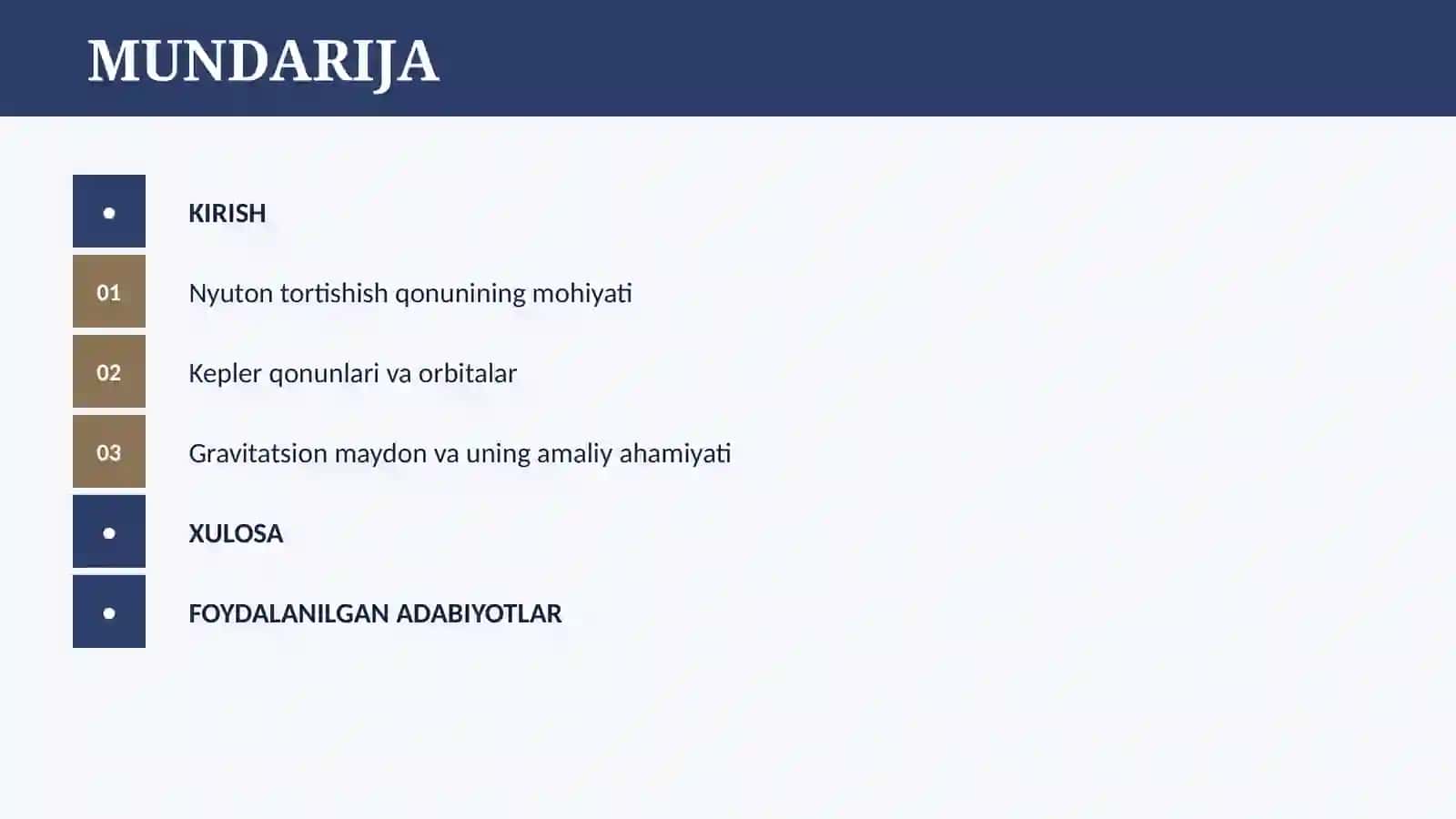 BUTUN OLAM TORTISHISH QONUNI. KEPLER QONUNLARI 2