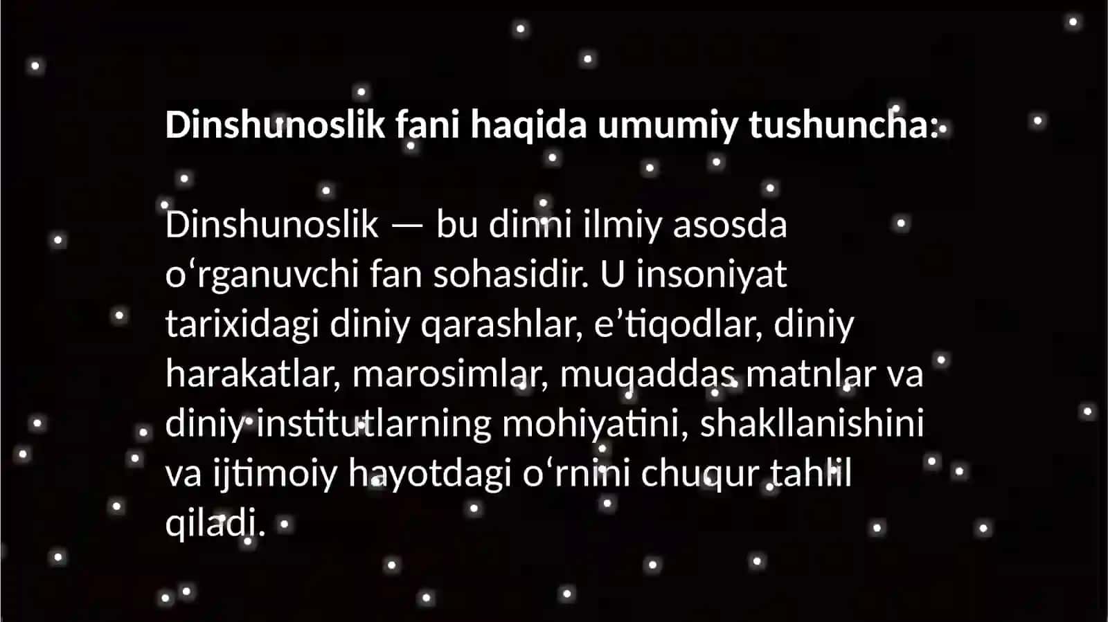 Dinshunoslikfanining mazmuni va predmeti 2