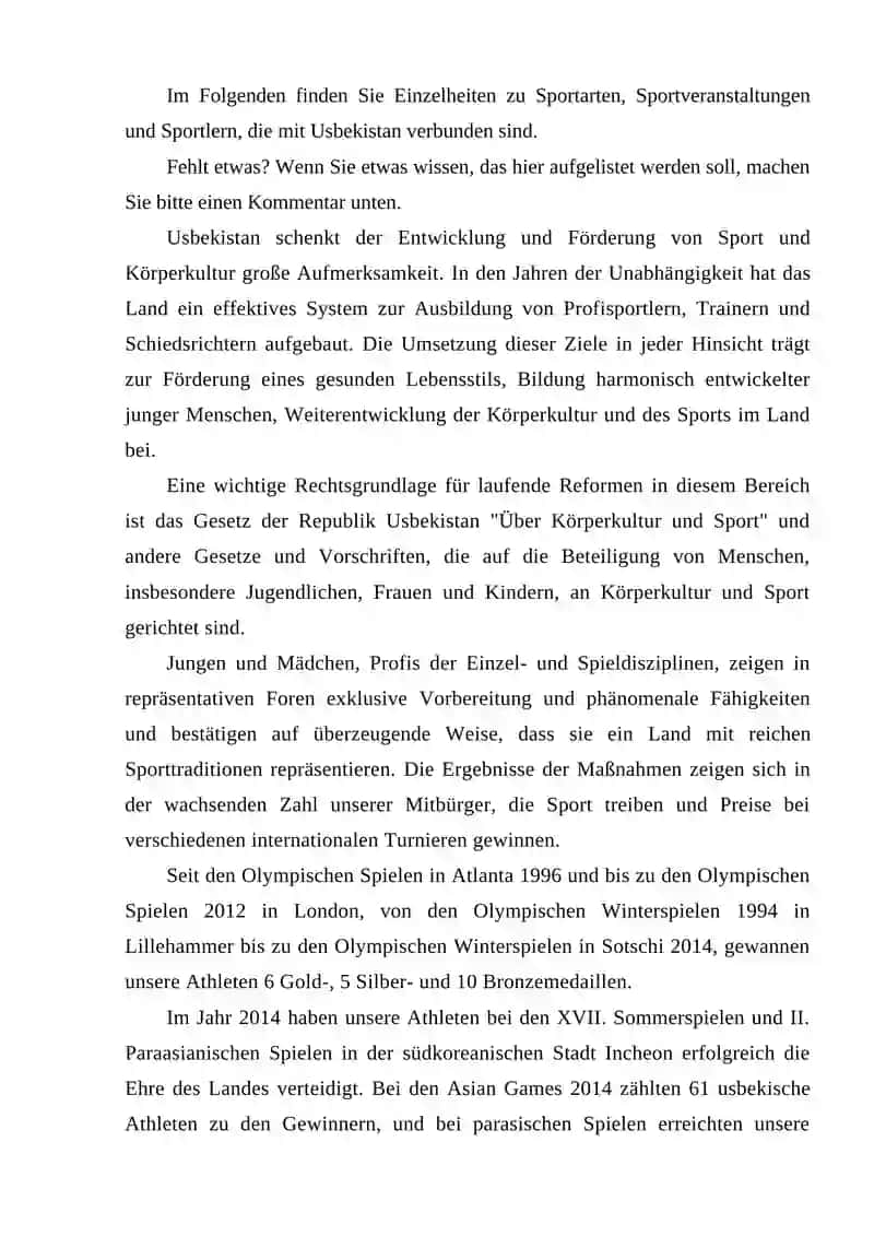 "SPORT IN USBEKISTAN UND IN DEUTSCHLAND" 2