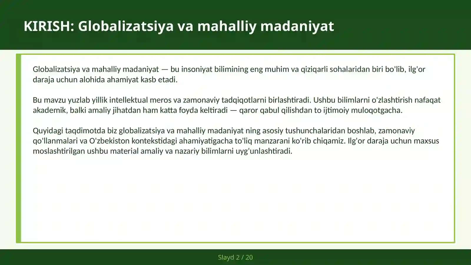 GLOBALIZATSIYA VA MAHALLIY MADANIYAT 2