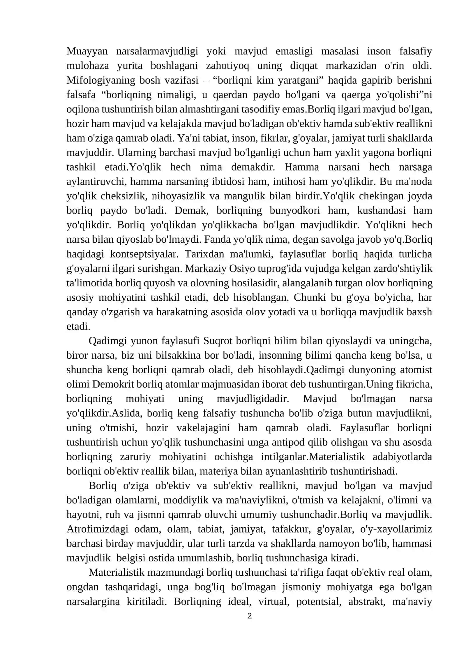 Borliq va rivojlanish falsafasi 2