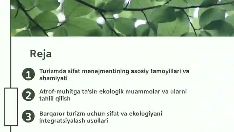 Turizmda sifat va atrof-muhitni boshqarish 2