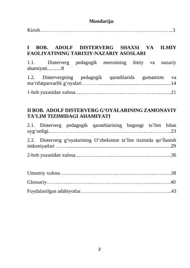 Adolf Disterverg ilmiy faoliyatini o'rganish (KURS ISHI) 2