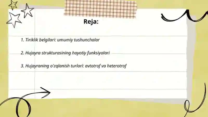 Tiriklik belgilari 2