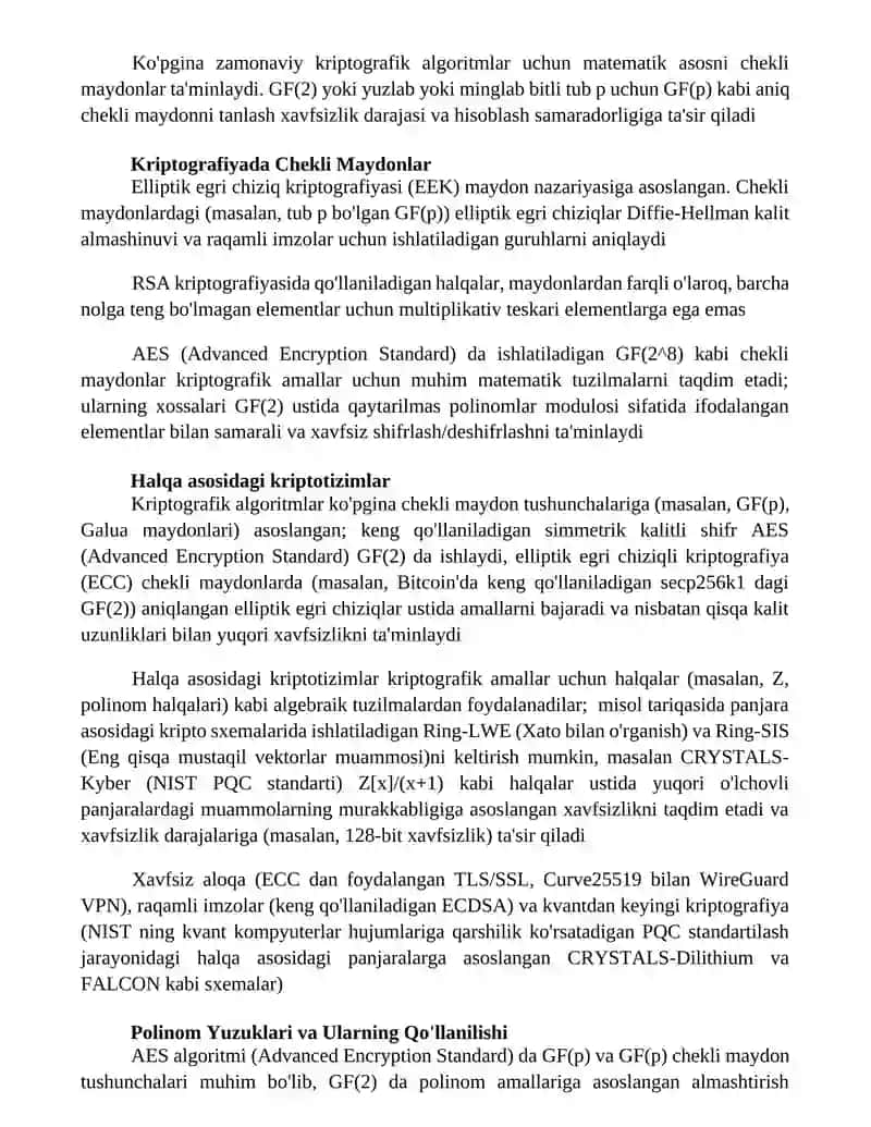 Halqa va Maydon Tyshunchasi Kriptografiyadan 2
