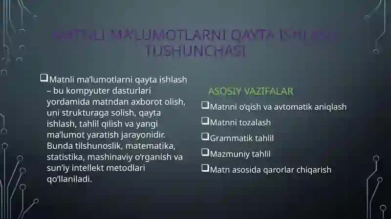 Matnlima'lumotlarni qayta ishlash dasturlari 2