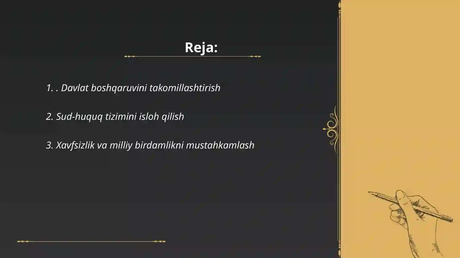 O'zbekistonni yanada rivojlantirish bo'yicha harakatlar strategiyasining ustuvor yo'nalishlari 2