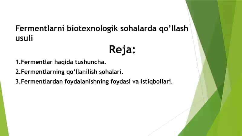 Fermentlarni biotexnologik sohalarda qo'llash usuli 2