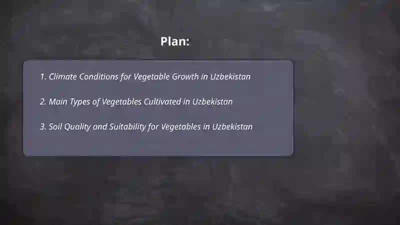 Plan: Climate Conditions for Vegetable Growth in Uzbekistan 2