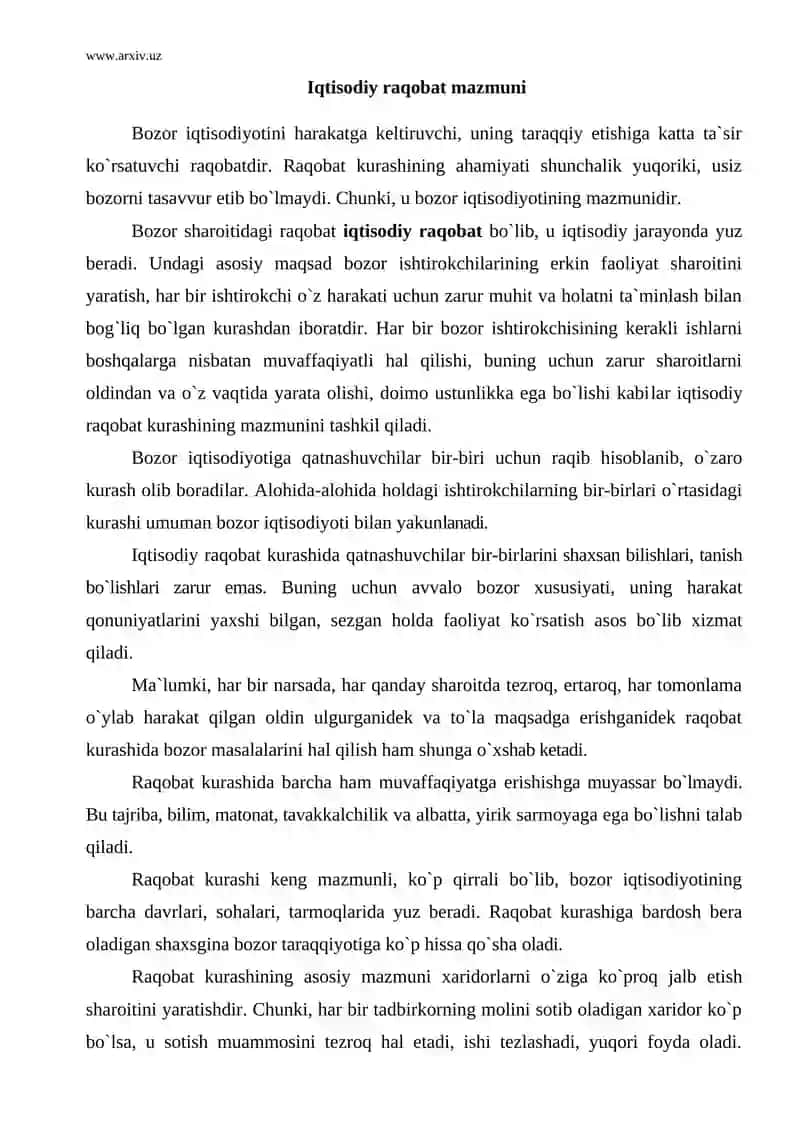 Iqtisodiy raqobat mazmuni 2