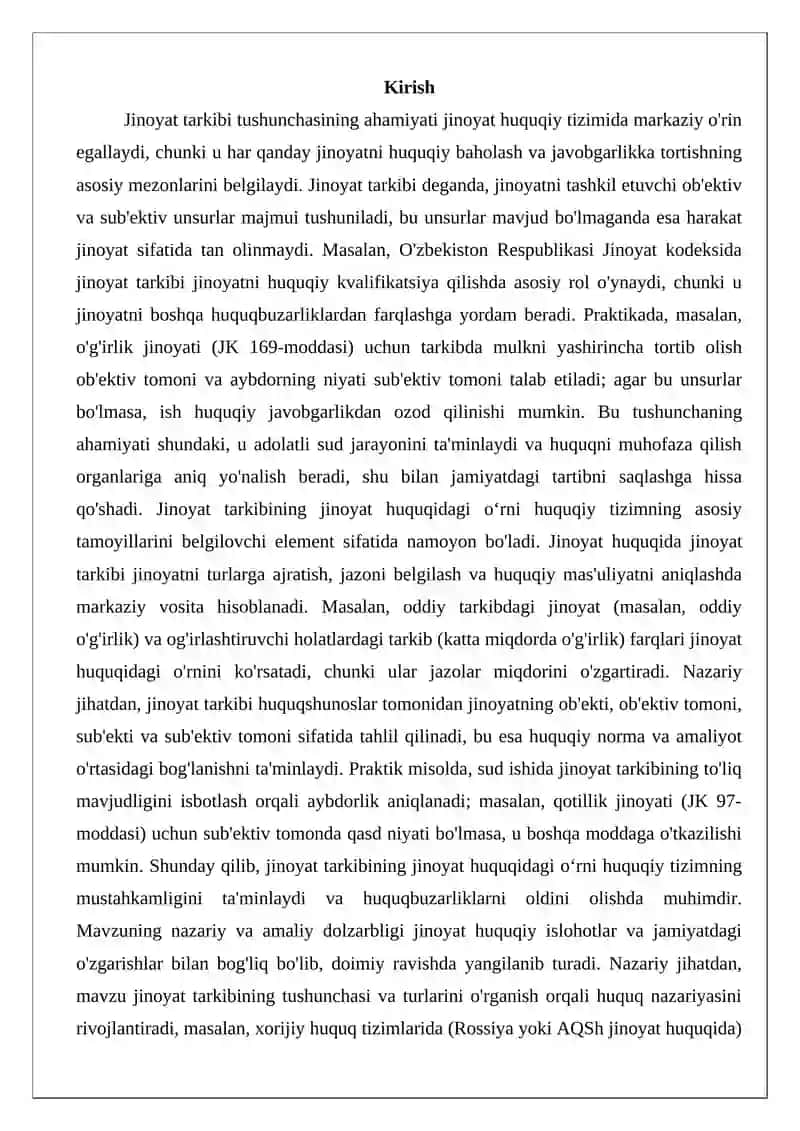 Jinoyat tarkibi tushunchasi va turlari 2