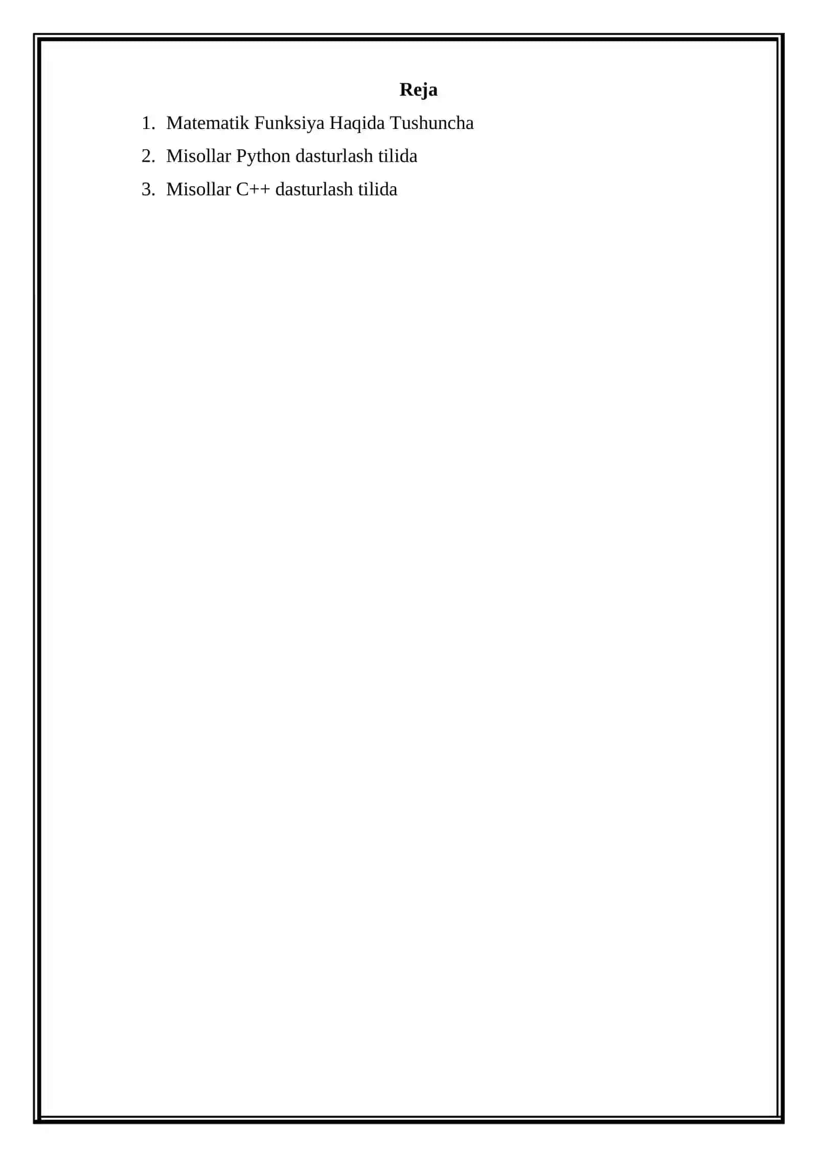 Matematik funksiyaga tushuncha bering va ulardan misollar keltiring 2