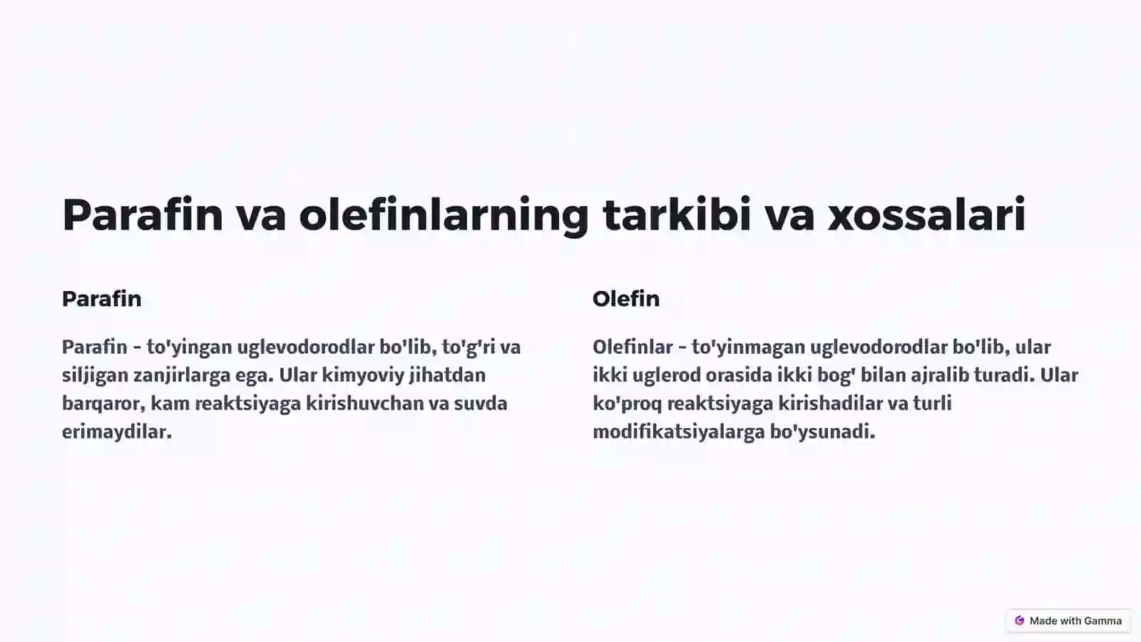 Parafin va olefin asosida olinadigan dori preparatlari 2