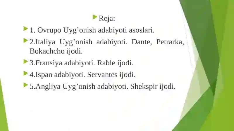 Uyg’onish davri adabiyoti 2