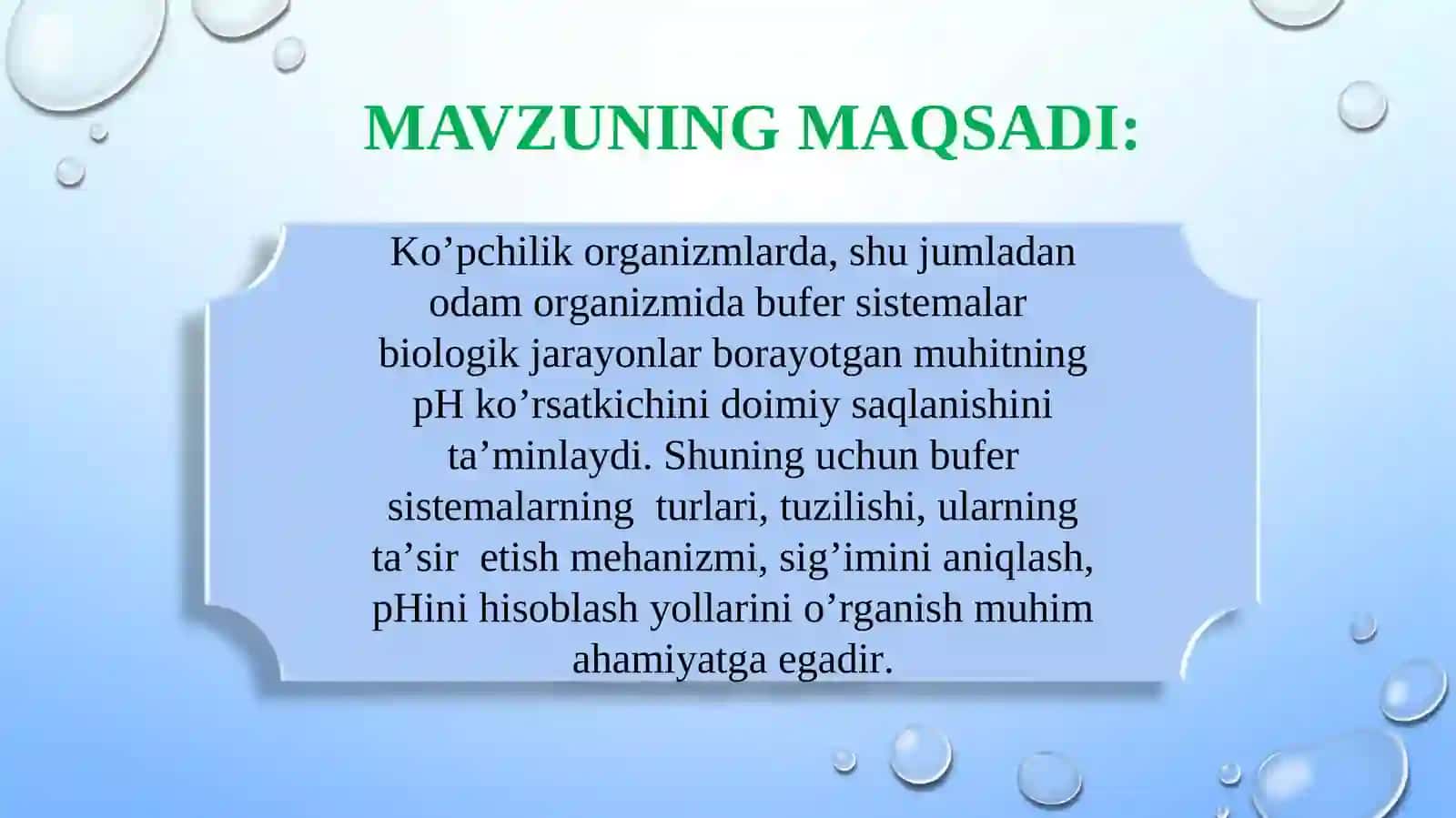 KISLOTA – ASOSLI MUVOZANAT. BUFER ERITMALAR 2