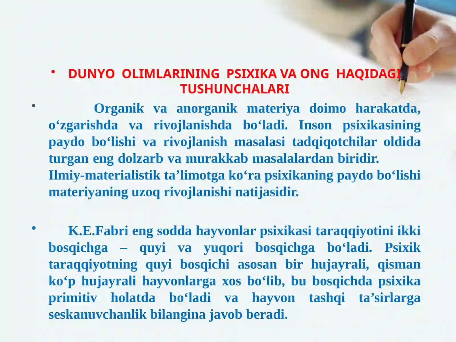 ONG VA PSIXIKANING RIVOJLANISHI 2