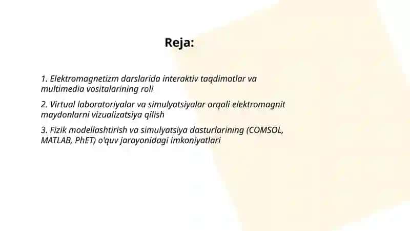 Elektromagnetizm darslarining axborot texnologiyalarning roli 2