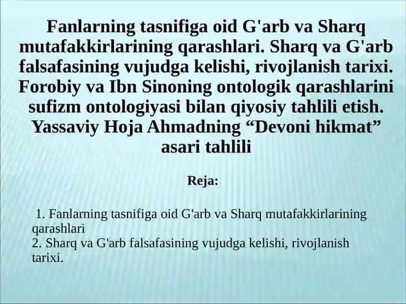 Sharq va G'arb falsafasini o'rganish 2