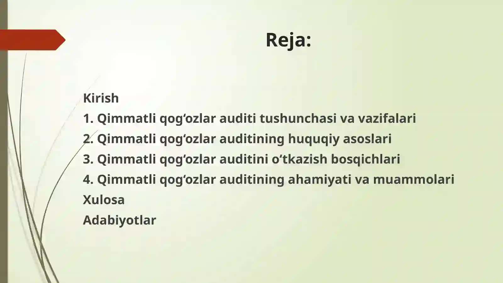 Qimmatli qogʻozlar auditi. 2
