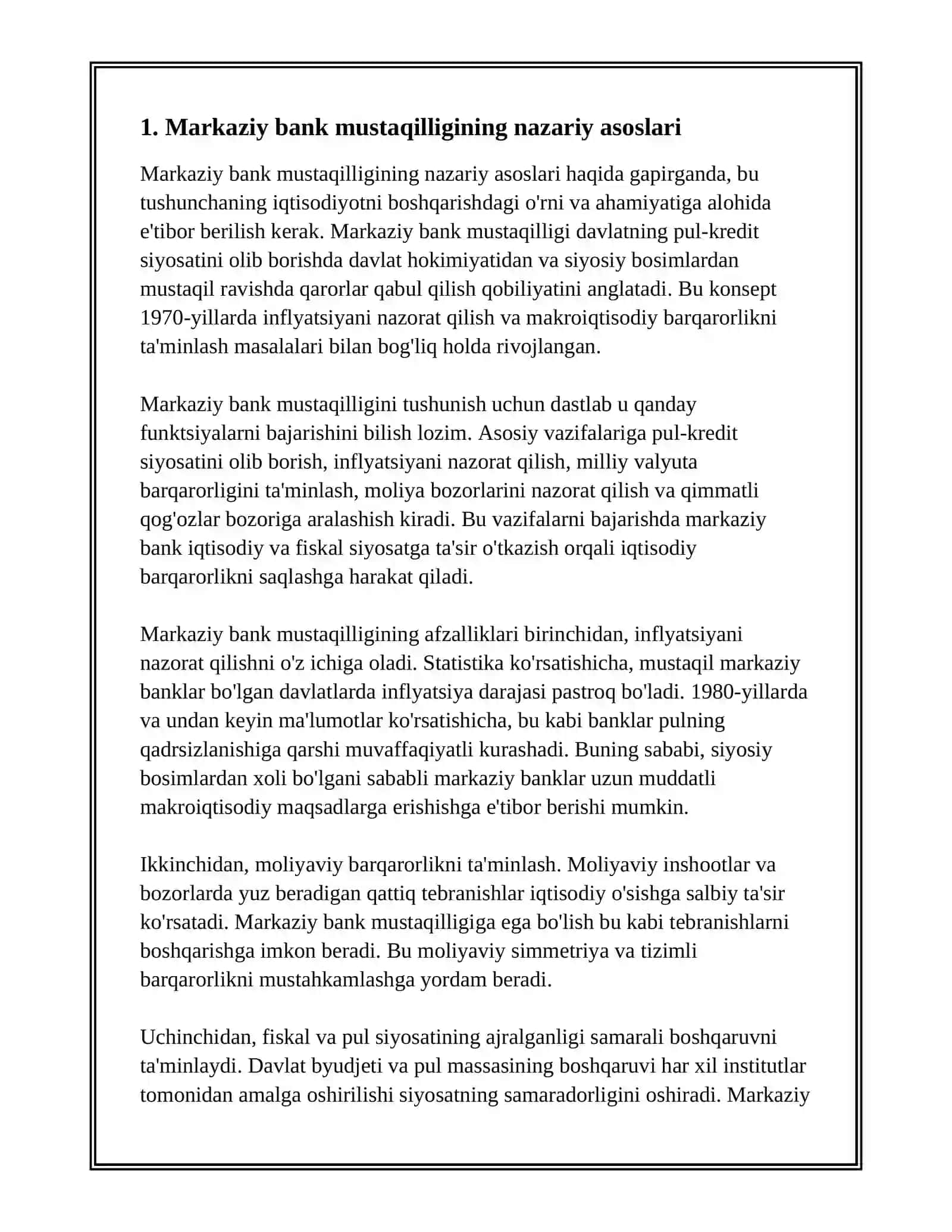 MARKAZIY BANKING MUSTAQILLIGI 2
