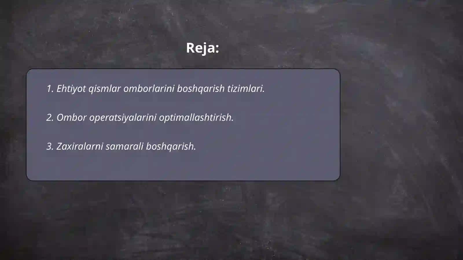 Ehtiyot qismlar omborlarini ishini tashkil etish 2