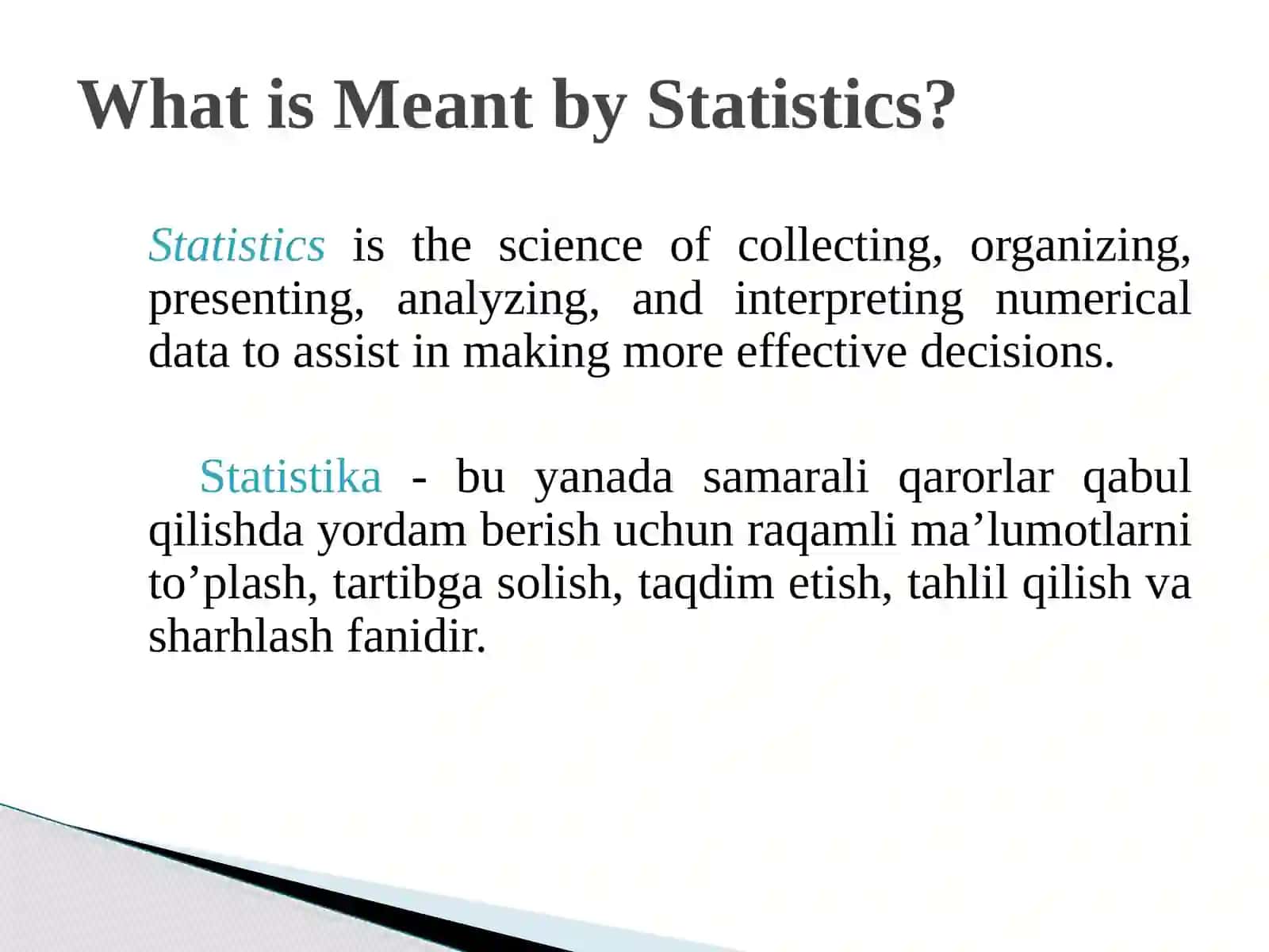 Statistical Methods 2