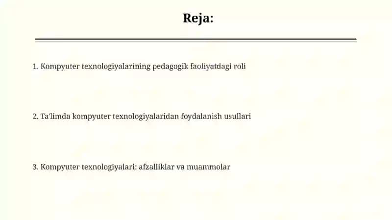 Pedagogikada Kompyuter Texnologiyalardan Foydalanish 2
