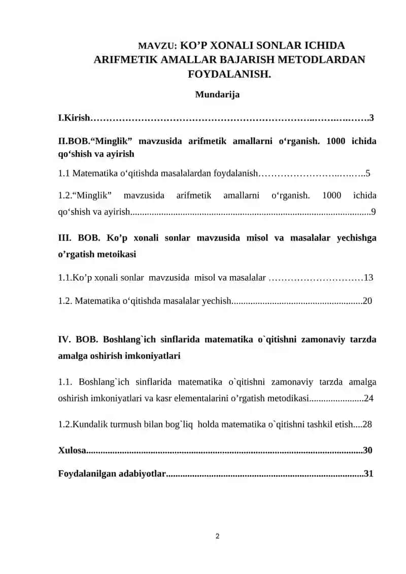 Matematika o’qitish metodikasi 2