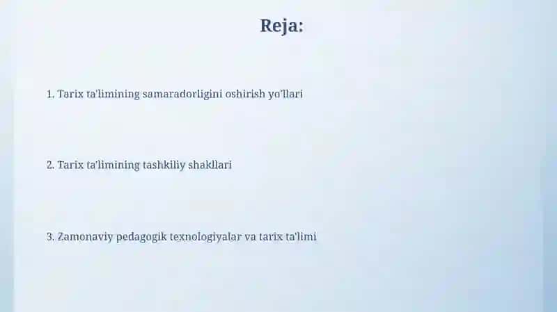 Tarix oʻqitishning tashkiliy shakllari 2
