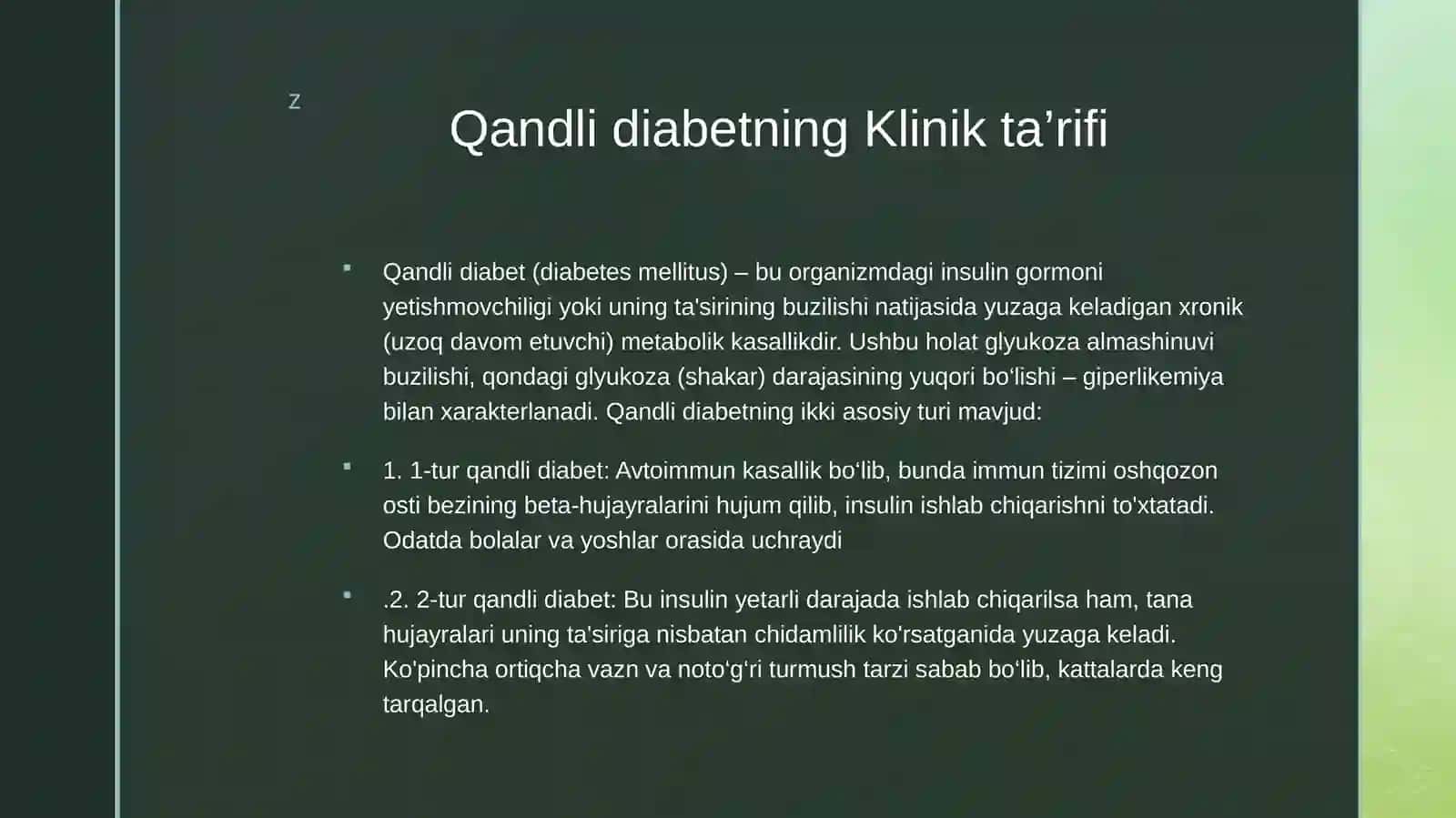 Qandli diabetning Klinik ta’rifi 2