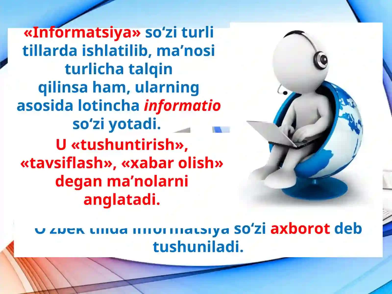 7-sinf Informatika Axborot tushunchasi va bilish haqida 2