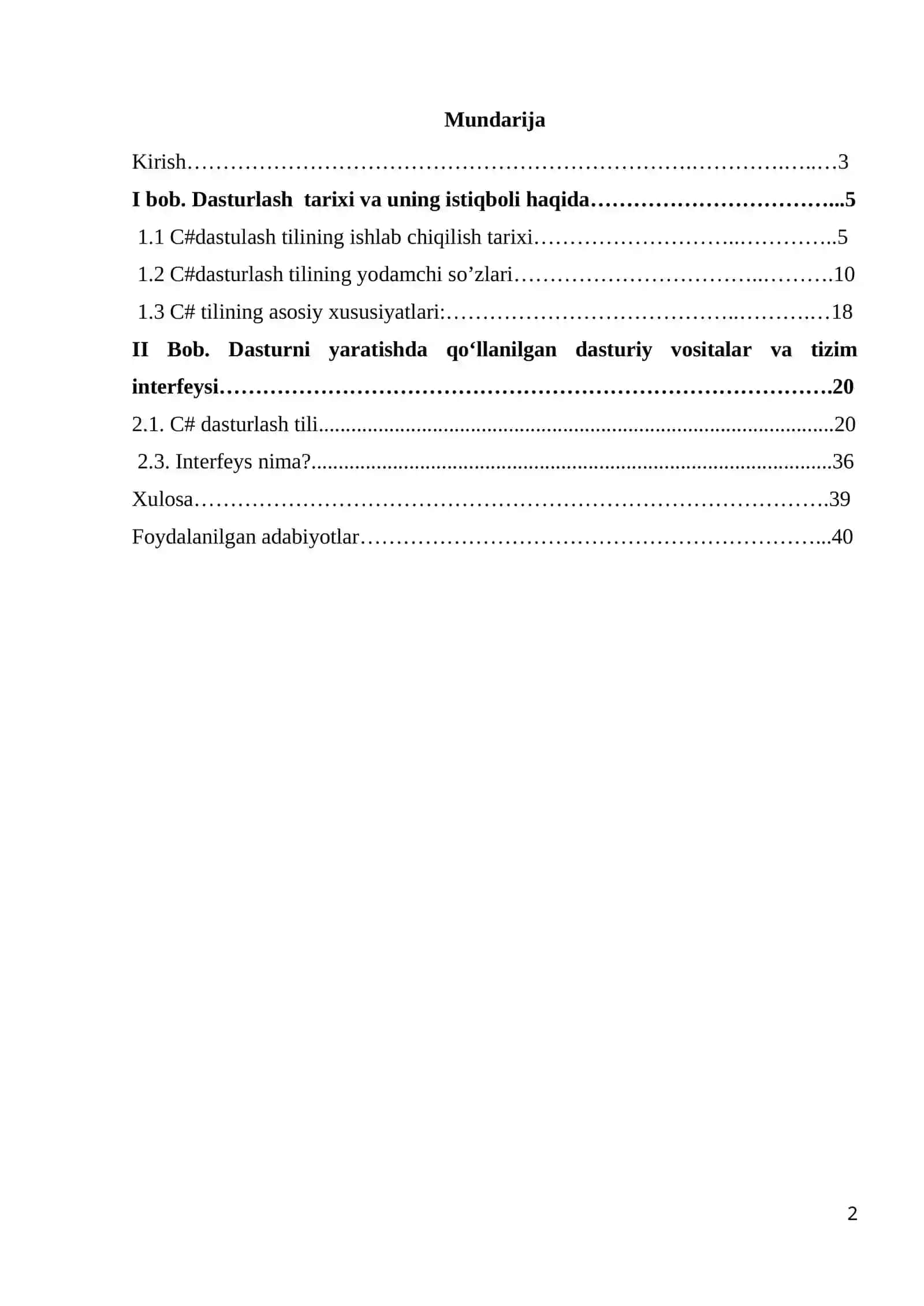 "Dasturlash asoslari" fanidan "C# dasturlashda tilida dasturlashda interfeyslardan foydalanish" 2
