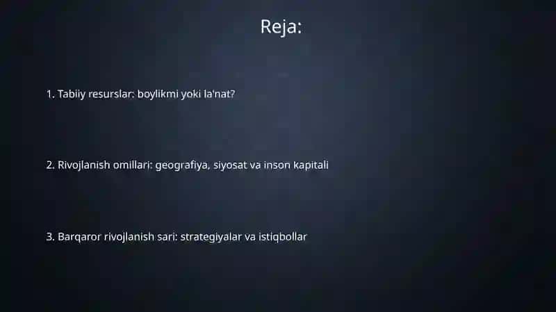 Tabiiy resurslar va taraqqiyot 2