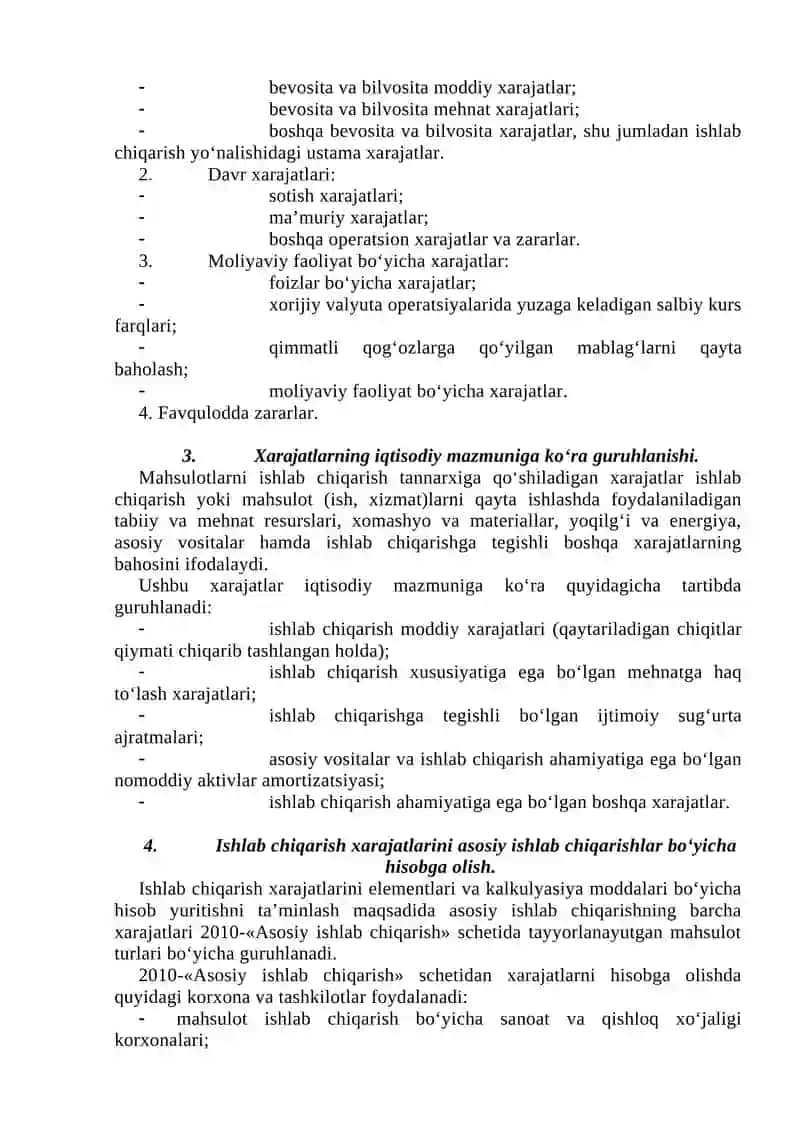 Xarajatlar hisobi 2