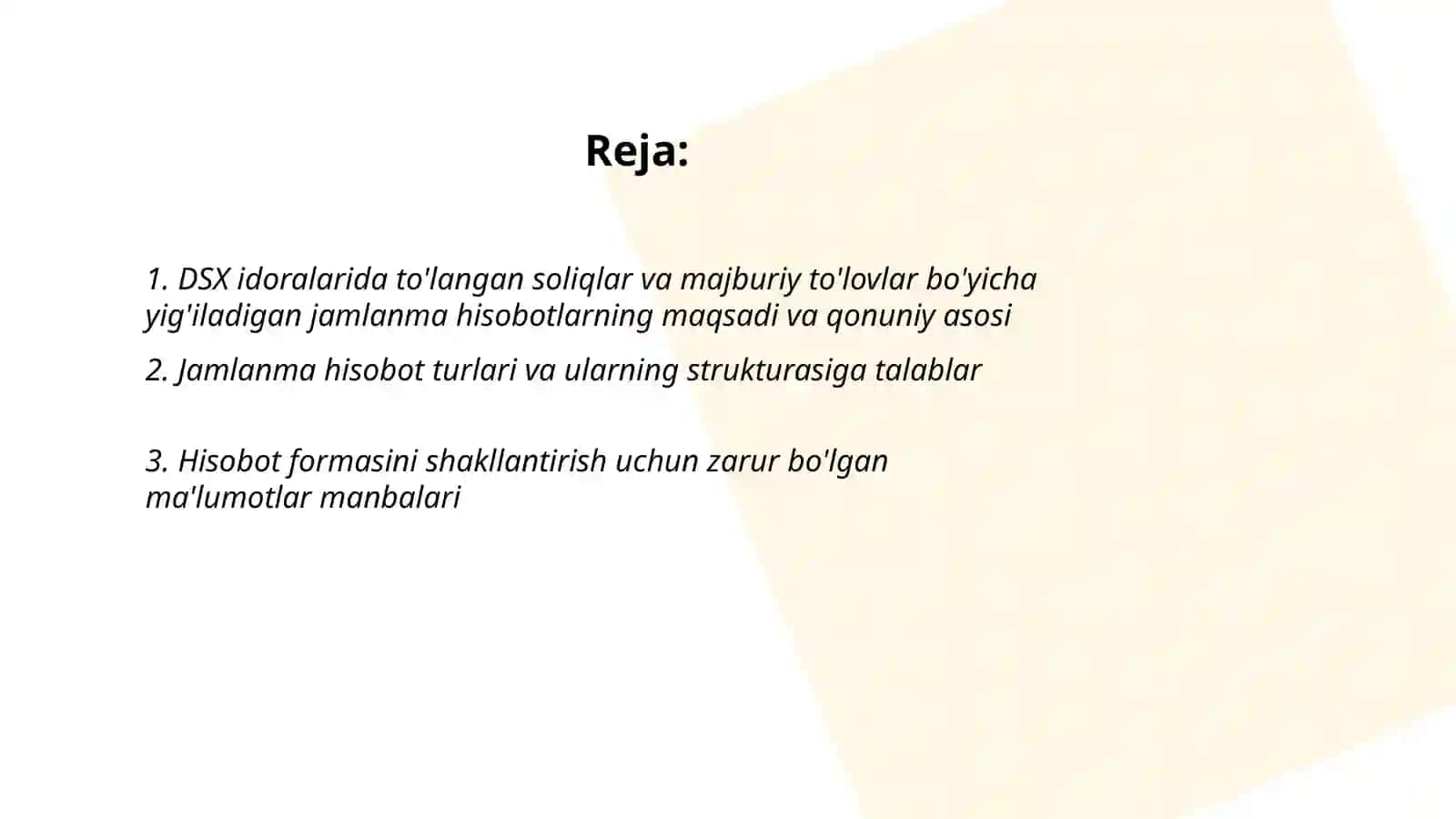 Yig'iladigan jamlanma hisobotlar 2