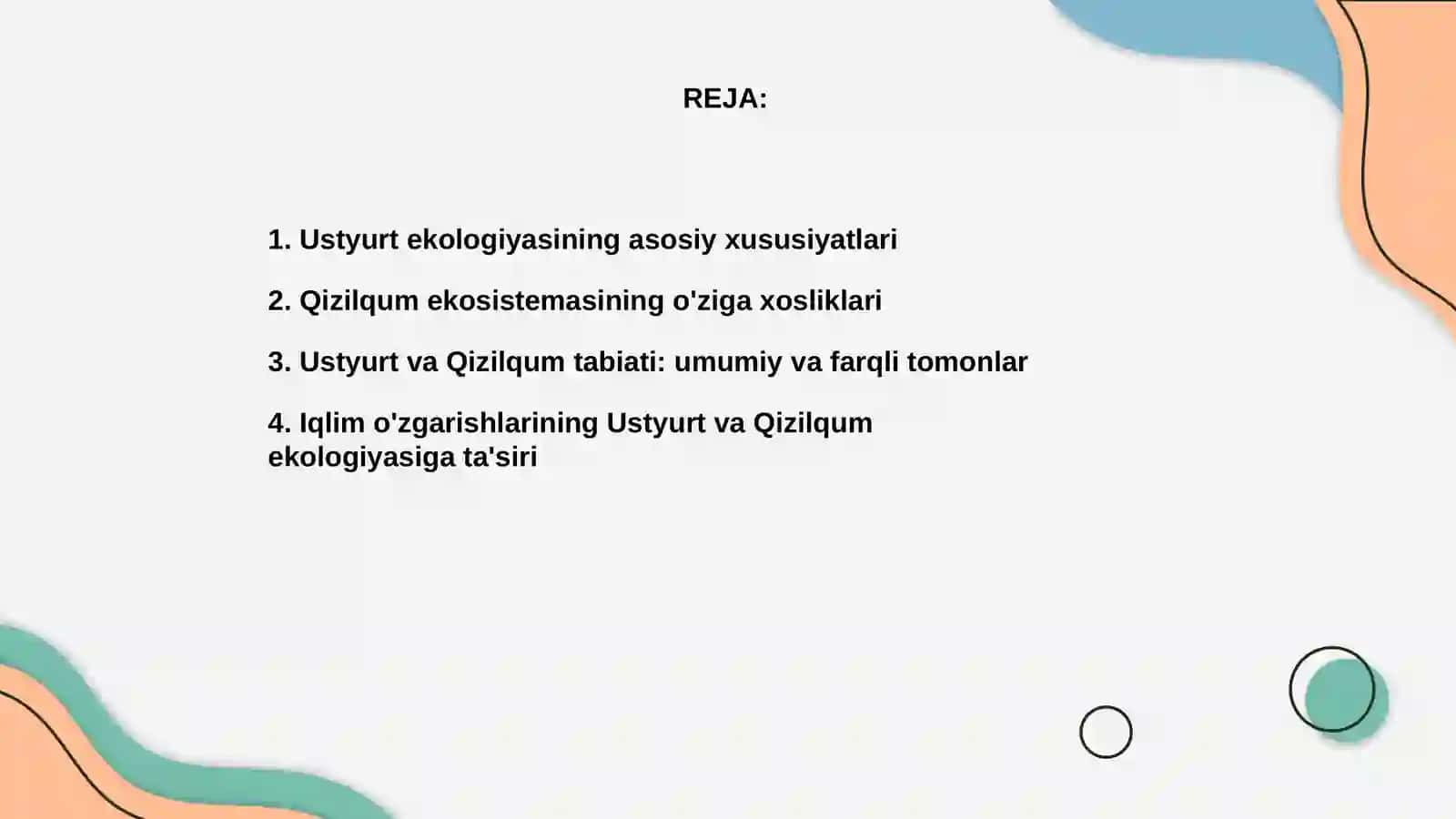Ustyurt va Qizilqum ekologiyasi 2