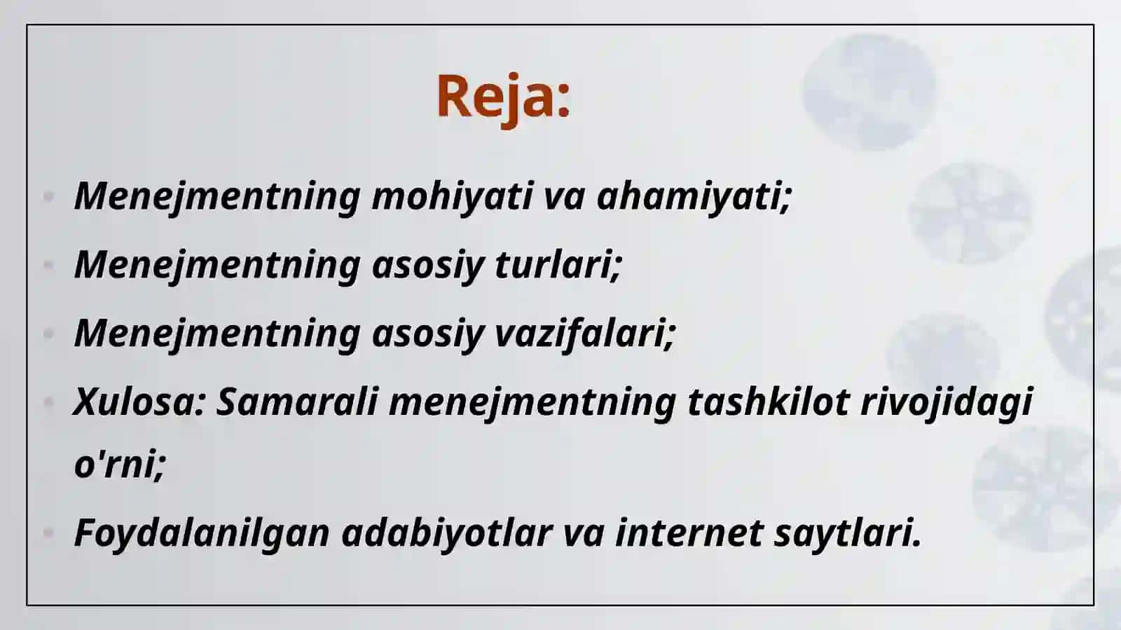 Menejment, uning turlari va vazifalari 2