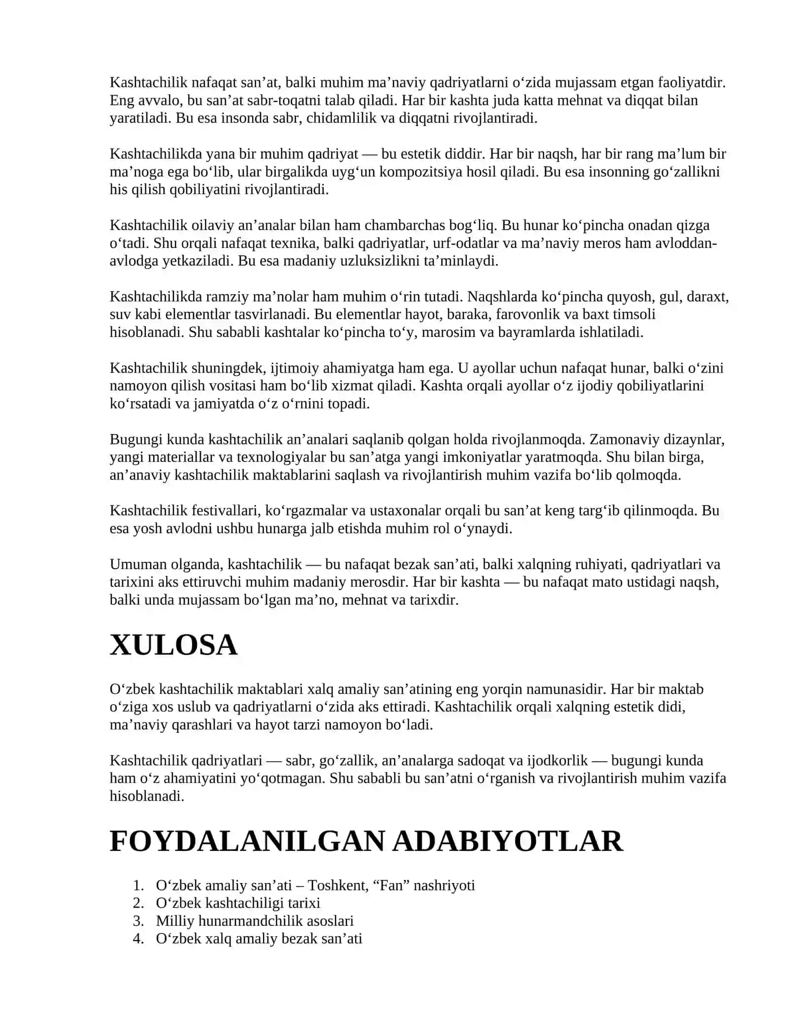 Oddiy kashtachilik maktablari va qadriyatlar 2