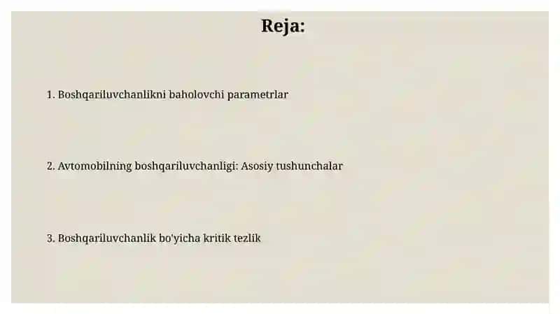 Avtomobilning boshqariluvchanligi 2