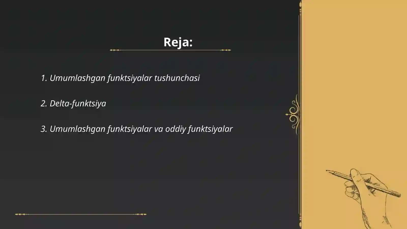 Umumlashgan funksiya va uning xossalari 2