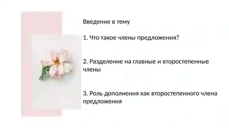 Дополнение как второстепенный член предложения 2