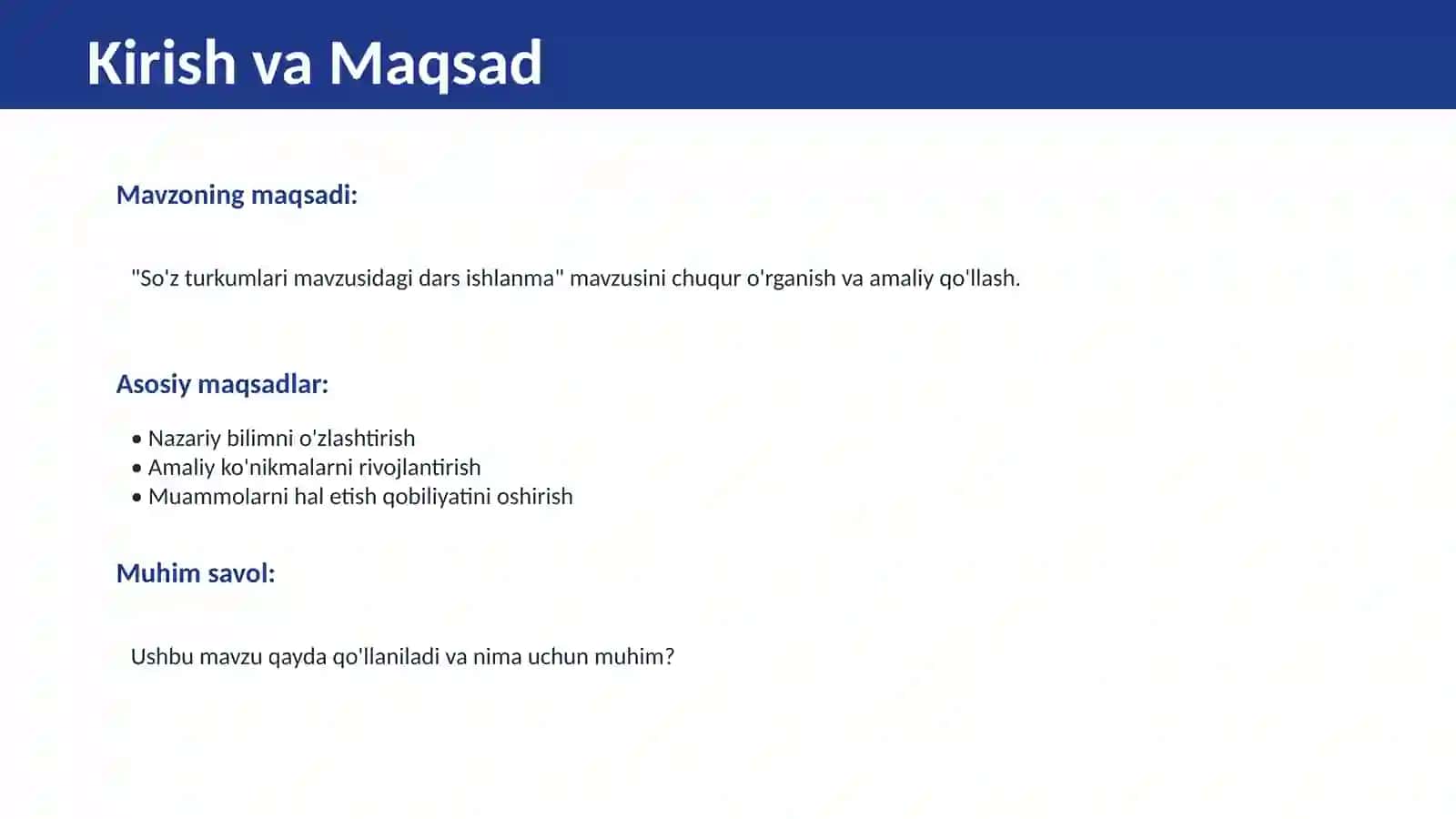 So'z turkumlari mavzusidagi dars ishlanma 2