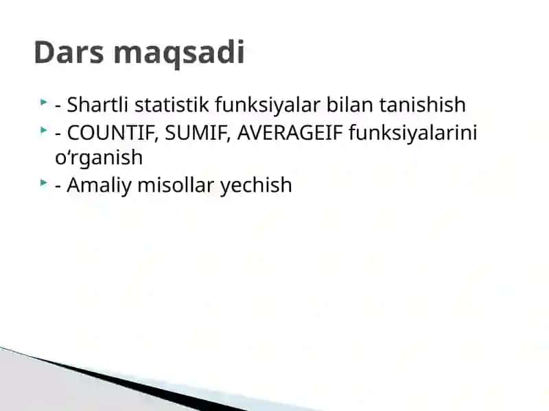 Shartli statistik funksiyalar 2