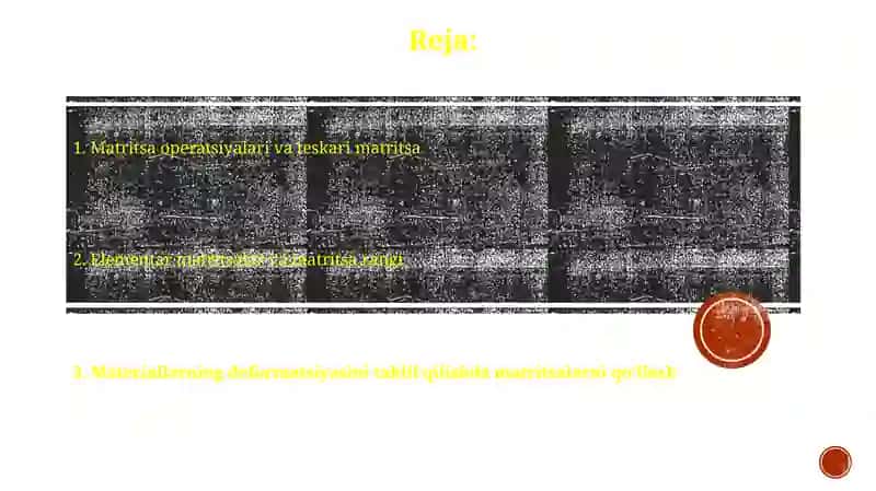 Matritsalar va transformatsiya tahlili 2