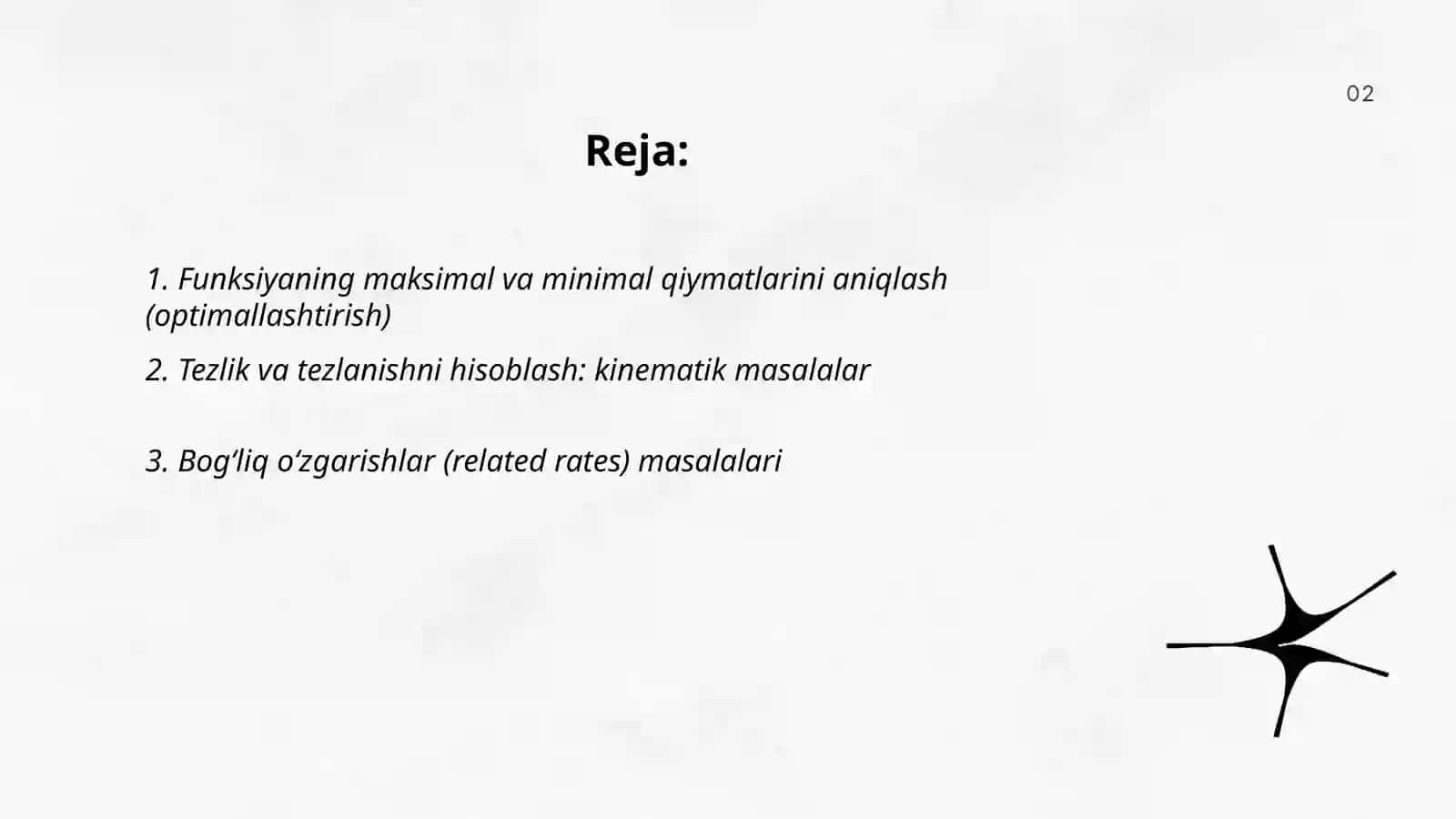 Hosilaning tatbiqlari 2